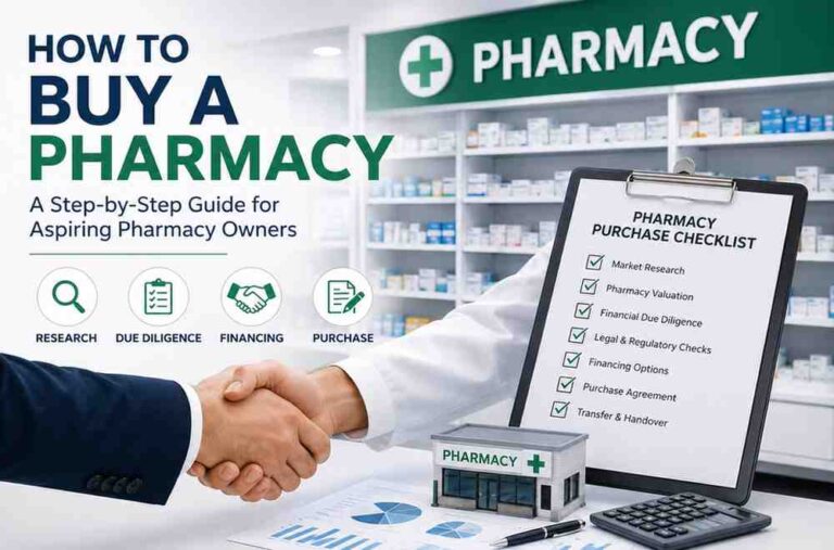 How to buy a pharmacy in the UK with a step-by-step pharmacy acquisition guide covering business valuation, financing, due diligence, tax planning, and legal checks for pharmacy buyers.